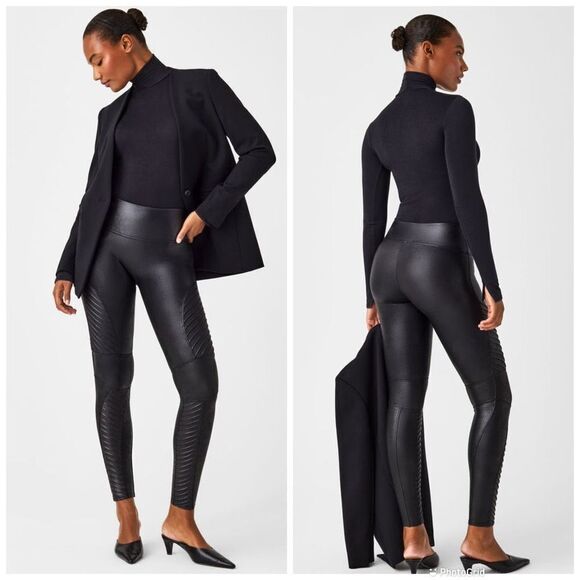Spanx Faux Leather Moto Leggings - Picture 1 of 16